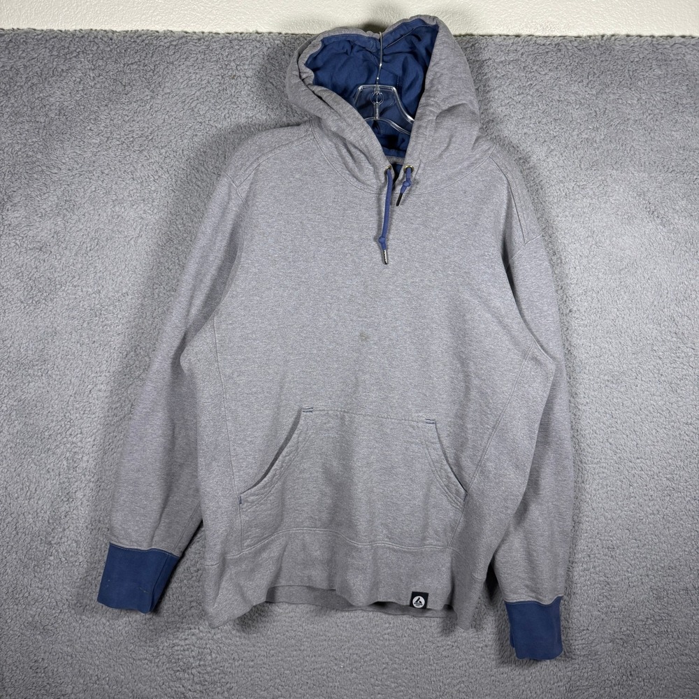 American Giant Mens Large Gray Blue Heavyweight Cotton Pullover Hoodie USA Made